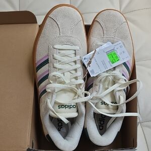 Adidas Beige Suede Sneakers with Stripes